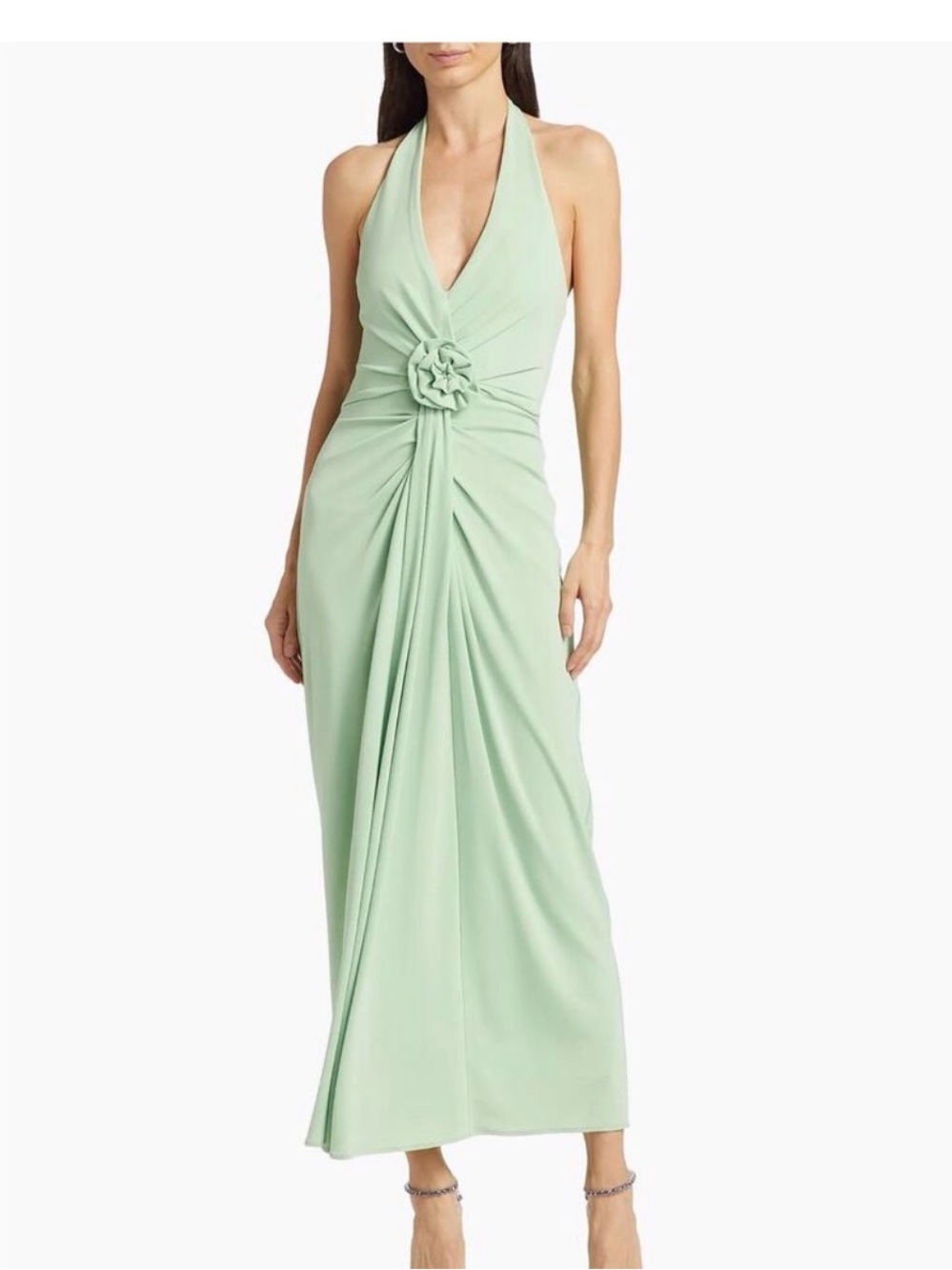 NWT cinq a sept Kathleen Floral Halter Maxi Dress with Rosette Waist sz 14